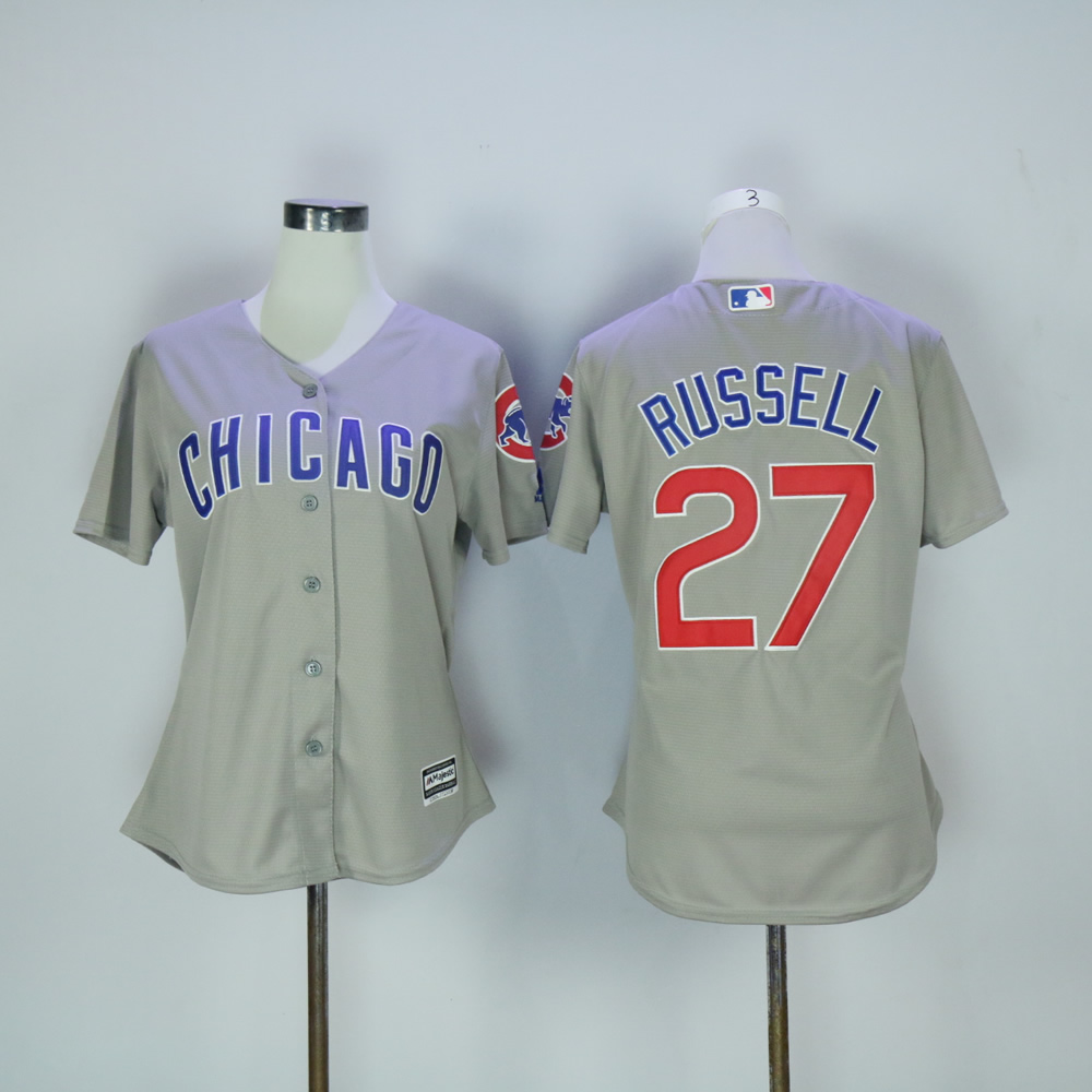 Women Chicago Cubs #27 Russell Grey MLB Jerseys->women mlb jersey->Women Jersey